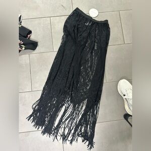 Shein Black Lace Fringe Skirt